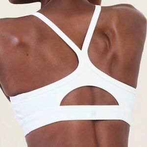 $49 Athleta XL Vital Bra Racerback Logo Keyhole Cut Out Super Soft White